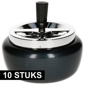 10x Tuinasbak draaideksel zwart 13 cm