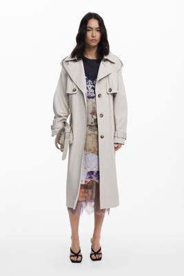 Trenchcoat met geplooide rug - BROWN - XL