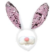 Paashaas verkleed set - bunny oren met snuit - one size - Carnaval/Pasen