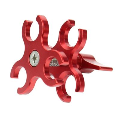 PULUZ Triple Ball Clamp open hole duik camera beugel CNC aluminium voorjaar zaklamp klem voor duiken onderwater fotografie systeem (rood)