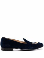 Scarosso chaussons Nick en velours à broderies - Bleu