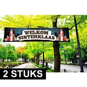 2x Sinterklaas decoratie spandoek buiten 2 meter   -