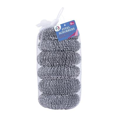 Schuursponsjes - RVS - 6x - staalspons - sponzen - 6 cm