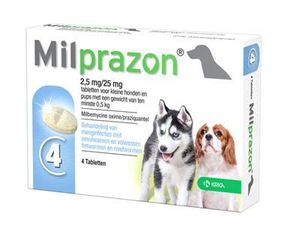 Krka milprazon ontwormingstabletten hond (>0,5 KG 2,5 MG/25 MG 4 TBL)