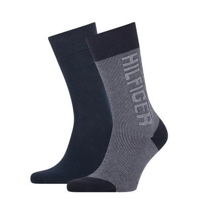 Tommy Hilfiger Sokken Seasonal Rib Logo Navy 2-Pack-39/42