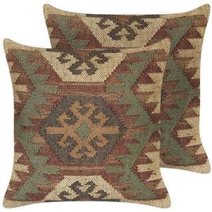 Beliani-CUMBUM-Sierkussen set van 2-Multicolor-45 x 45 cm-Jute