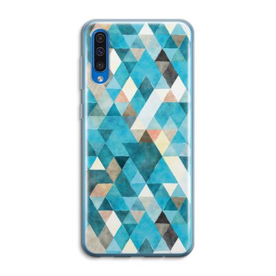 Gekleurde driehoekjes blauw: Samsung Galaxy A50 Transparant Hoesje