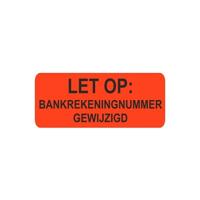 Etiket fluor rood 38x15mm Bankrekening