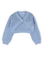 Le Bebé Enfant cardigan en maille ajourée - Bleu