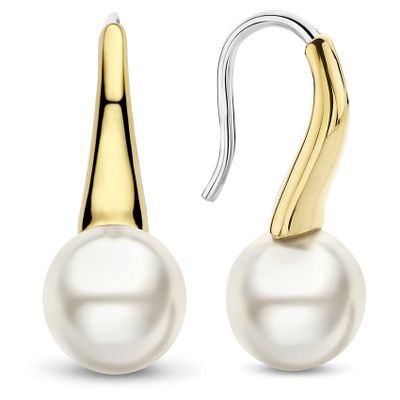 TI SENTO-Milano 7937YP Oorhangers zilver-parel goudkleurig-wit 8 x 20 mm