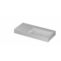 INK United Wastafel Porselein Rechts Zonder Kraangat incl. Porseleinen Click Plug en Verborgen Overloop Systeem - 1000x450x110 mm - Glans Wit