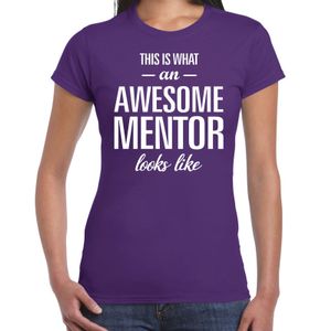 Awesome mentor cadeau t-shirt paars voor dames