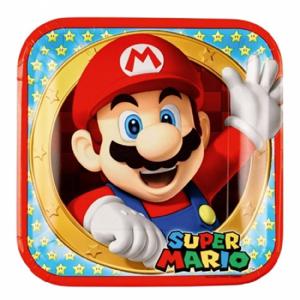 Super Mario thema verjaardag eet bordjes - 16x - Karton - kinderfeestje feestartikelen