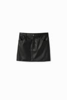 Leatherlook minirok met sierstiksels - BLACK - S