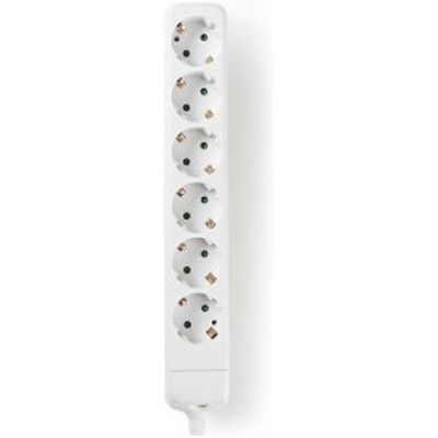 Stekkerdoos | Beschermend contact | 6-wegs | Wit