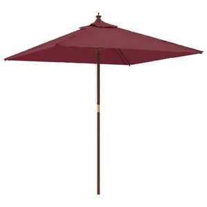 vidaXL Parasol met houten paal 198x198x231 cm bordeauxrood