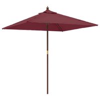 vidaXL Parasol met houten paal 198x198x231 cm bordeauxrood - thumbnail