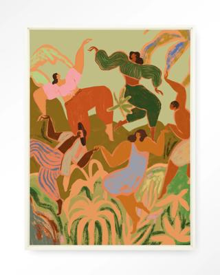 Urban Cotton Wandkleed 'Spring Frolic' 110 x 145cm in Floating Frame - off white