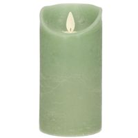 1x LED kaarsen/stompkaarsen jade groen met dansvlam 15 cm   -