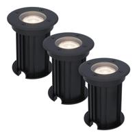 Set van 3 Maisy LED Grondspots Rond - Dimbaar - GU10 - 4000K neutraal wit - 5 Watt 400 lumen - Rond - Ø12cm - Tuinspot - Oprit - Zwart - IP67 waterdicht