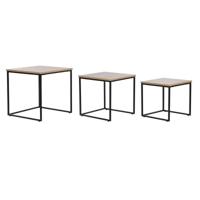 Set van 3 tafels DKD Home Decor Zwart Metaal 45 x 45 x 45 cm Hout MDF