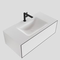 MONDIAZ LAGOM 90 badmeubel solid surface talc 1 lade CLOUD midden 1 kraangat