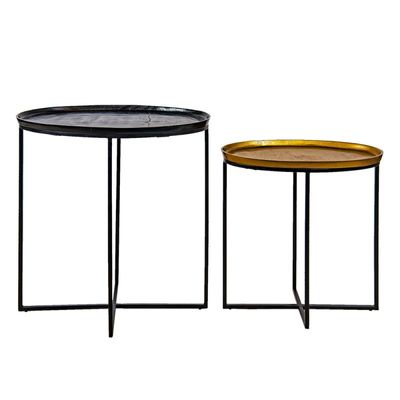 Bijzettafel Set van 2 Zwart Aluminium Ovaal Sidetable Bijzettafel Set van 2 Zwart Aluminium Ovaal Sidetable
