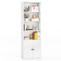 180 cm Vrijstaande Boekenkast Opbergmeubel met 6 Planken 2-Deurskast Multifunctionele Displayplank met Verstelbare Plank Wit