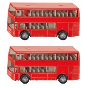 Set van 3x stuks siku Dubbeldekker bussen speelgoed modelauto 10 cm