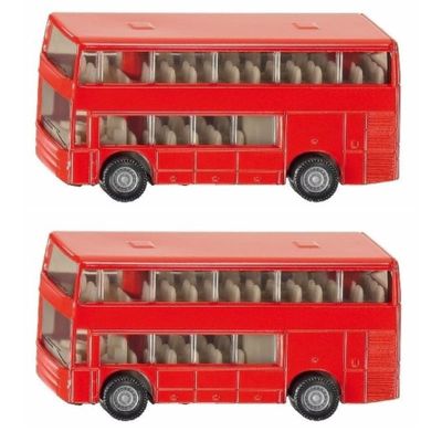 Set van 3x stuks siku Dubbeldekker bussen speelgoed modelauto 10 cm