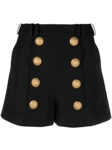 Balmain short en laine vierge à taille haute - Noir