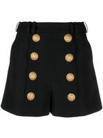 Balmain short en laine vierge à taille haute - Noir