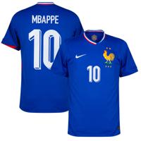 Frankrijk Shirt Thuis 2024-2025 + Mbappe 10 - thumbnail