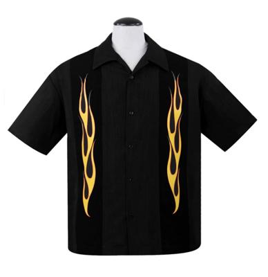 Steady Flame &apos;n Hot Shirt Black Orange -L