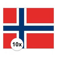 10x stuks Stickertjes van vlag van Noorwegen   -