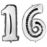 Sweet 16 leeftijd helium/folie ballonnen zilver feestversiering   -