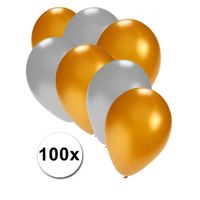 Feest ballonnen goud en zilver 100x - thumbnail