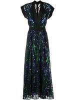 Elie Saab robe brodée de sequins à col v - Noir