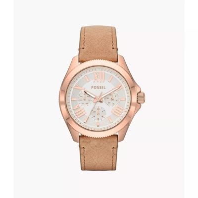 Fossil Cecile Dameshorloge met bruine leren band, 40 mm AM4532