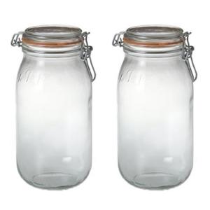 Voorraad/weckpot - 5x stuks - transparant - glas - 25,2 x 8,5 cm - 2 L - Le Parfait