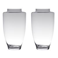 Set van 2x stuks transparante luxe vaas/vazen van glas 31 x 18 cm