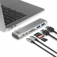 ACT AC7025 USB-C Thunderbolt™ 3 naar HDMI multiport adapter 4K, USB hub, cardreader en PD pass through - thumbnail