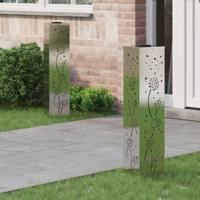 VidaXL Solar led pad licht 2 pcs zilver roestvrij staal