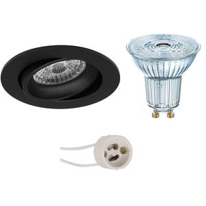 LED Spot Set - LEDVANCE Parathom PAR16 927 36D - Pragmi Delton Pro - GU10 Fitting - Dimbaar - Inbouw Rond - Mat Zwart - 3.7W - Warm Wit 2700K - Kantelbaar - Ø82mm