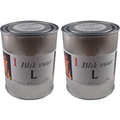 2x blik vuur tuinfakkel - 11 x 13 cm - 5-8 branduren - verlichting in blik - tuinkaars