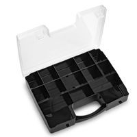 Opbergkoffertje/opbergdoos/sorteerbox 13-vaks kunststof zwart 27 x 20 x 3 cm
