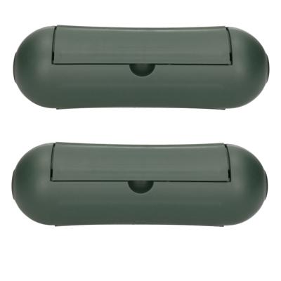 Veiligheid stekkersafe - 2x - groen - 21 x 7 x 7 cm - polypropyleen - stekker beschermdoos
