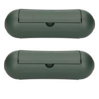 Veiligheid stekkersafe - 2x - groen - 21 x 7 x 7 cm - polypropyleen - stekker beschermdoos