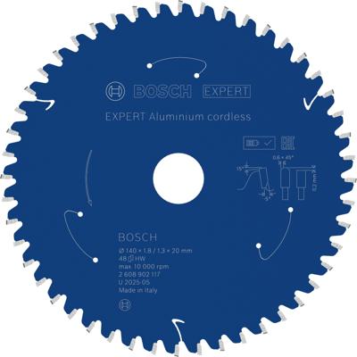 Bosch Accessoires EXPERT Aluminium cordless Cirkelzaagblad | 140 x 1,8/1,3 x 20 mm | T48 - 2608902117