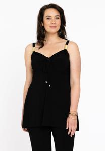 Yoek Top met bandjes | Zwart | Maat 46/48